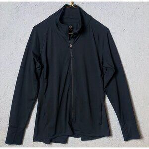 GAIAM Activewear Full-Zip Jacket Womens Large Black Thumb Hole Sleeves GC